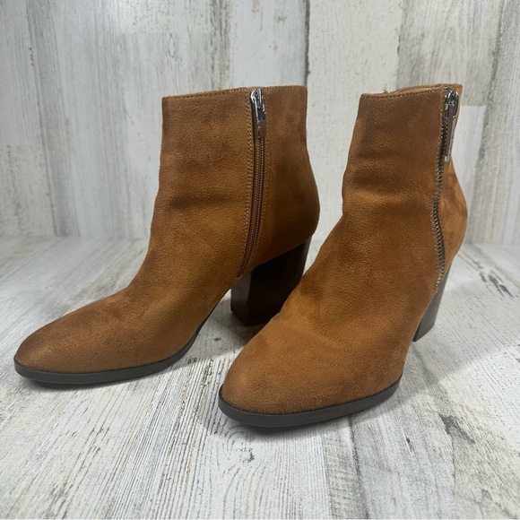 Nine West Neva Women's Ankle Boots Medium Brown Fabric #499 - Picture 1 of 13